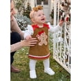 thumbnail image 5 of RUINIXCW Baby Girls Christmas Outfit Romper and Gingerbread Overall Dress Headband, 5 of 8