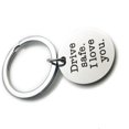 thumbnail image 1 of Drive Safe I Love You Keychain Truck Driver Gift Keychain Sweet Gift Round Key Chain Stainless Steel Keyring Key Chain, 1 of 5