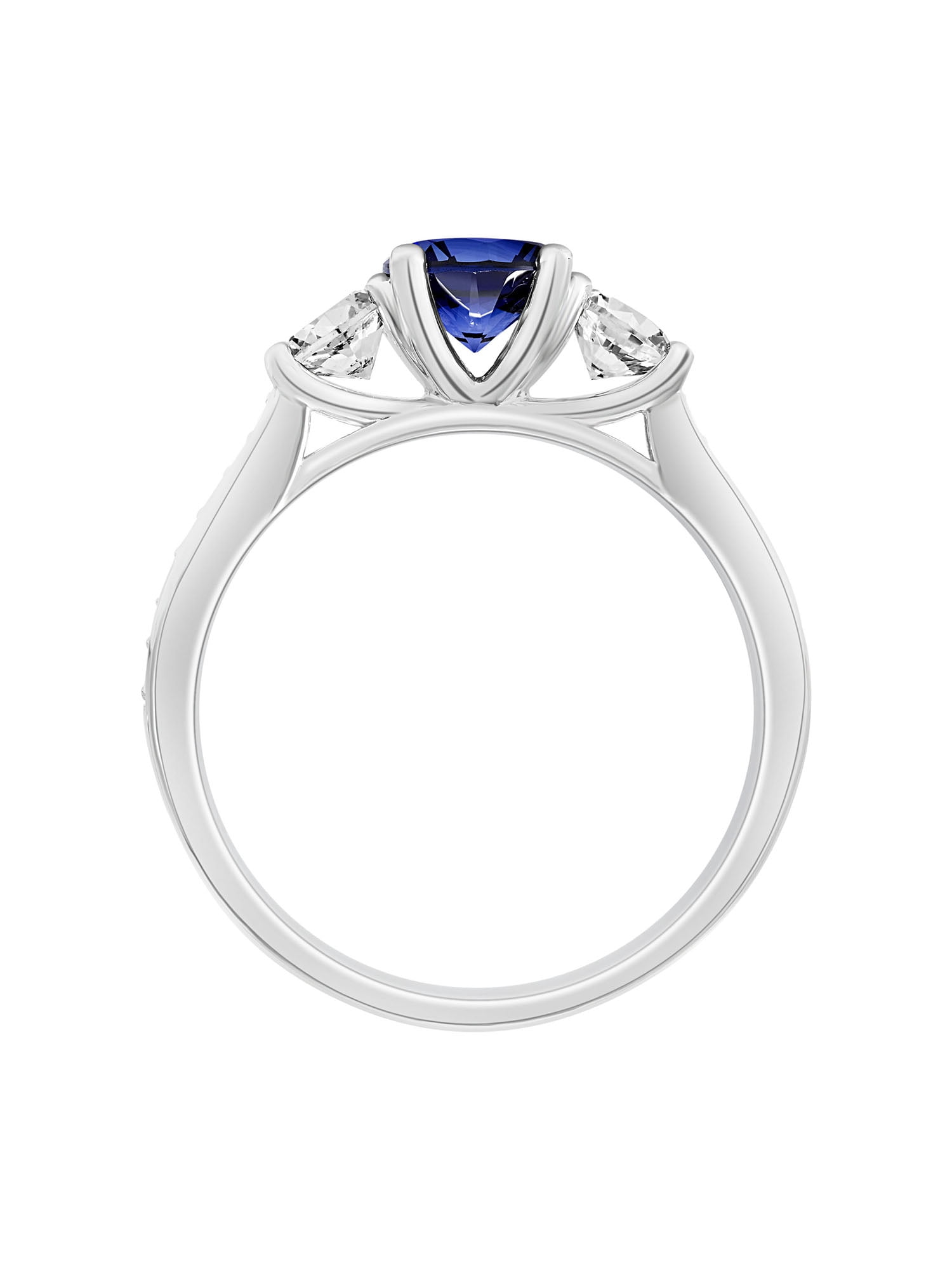 1 3/4 Carat T.G.W. Created Blue and White Sapphire and Diamond-Accent Sterling Silver Women’s Engagement Ring