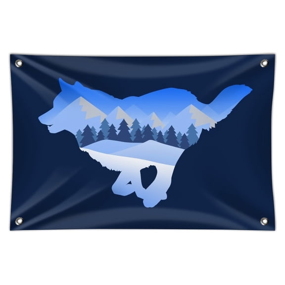 Wolf Silhouette Running Snow Scenery Home Business Office Sign