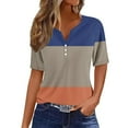 thumbnail image 2 of YHAJDS Short Sleeve Shirts for Women V Neck Button Down Casual Print Top Blouse Spring Summer Daily Wear, 2 of 5