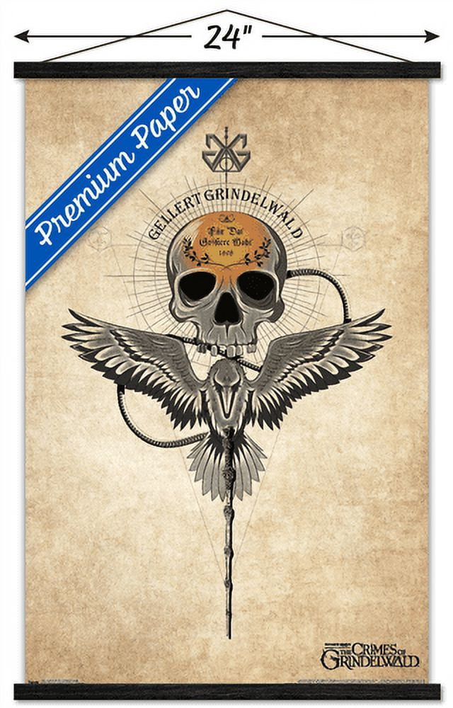 Fantastic Beasts And Where To Find Them: The Crimes of Grindelwald - Grindelwald Badge Wall Poster with Wooden Magnetic Frame, 22.375" x 34"