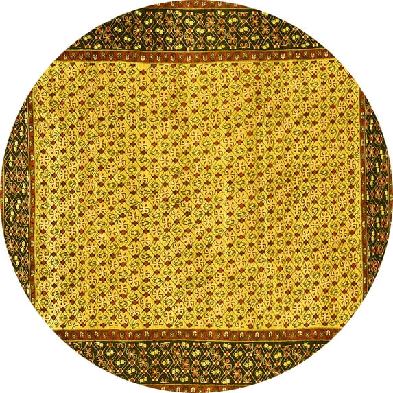 Ahgly Company Indoor Round Persian Yellow Traditional Area Rugs, 7' Round