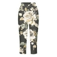 thumbnail image 5 of Mrat Cropped Yoga Pants for Women Stretchy Pants High Waisted Lightweight Capris Leggings Floral Print Workout Running Tights S-7 Black 3XL, 5 of 5