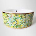 thumbnail image 1 of Mosaic Round Vessel Sink | Tile Gold Trim Countertop Basin | Mosaica Verde Collection, 1 of 3