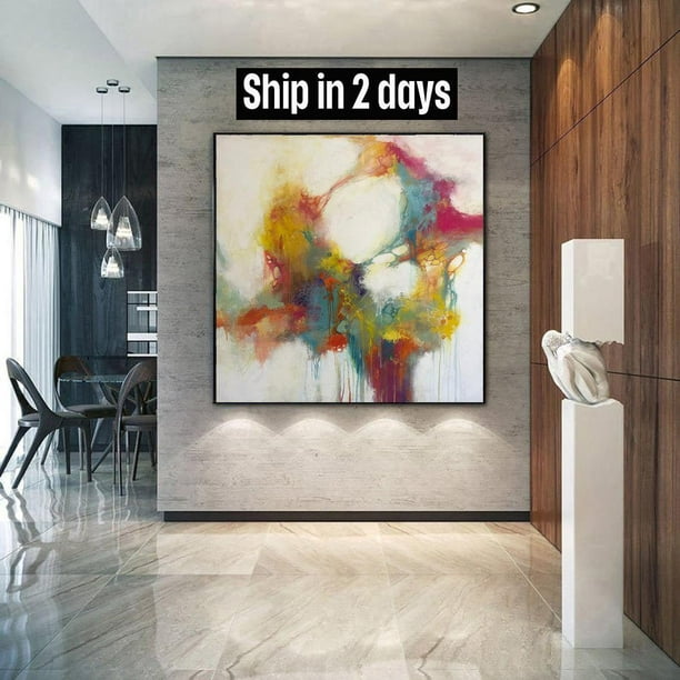 hospita Claire ginder 50x50" Oversized Canvas Art Colorful Painting Acrylic Paintings On Canvas  Abstract Art Modern Wall Art Cotemporary Art Framed Wall Decor - Walmart.com