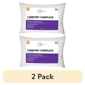 Mainstays Comfort Complete Bed Pillow, Standard/Queen, 2-Pack