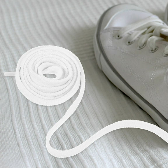 HOMEMAXS 4 Pairs Flat Shoelaces Elastic Round Shoes for Sneakers White