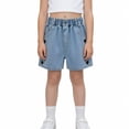 thumbnail image 3 of FAIWAD Girls Casual Denim Shorts Summer Elastic High Waisted Short Jeans with Pockets Straight Leg Shorts Daily Wear, 3 of 9