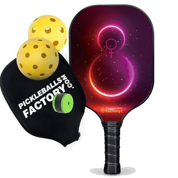Pickleball Factory PB00016-12-C Best Pickleball Set - The Girl Custom Pickleball Paddle, Pickleball Court Set Up, Carbonfiber Graphite