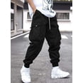 thumbnail image 1 of Pantalones Cargo de cintura con cordón lateral y bolsillo con solapa para hombre, 1 of 4