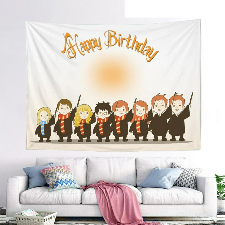 Mengen Happy Birthday Backdrop Harry Potter Photography Background Party Decorations Cake Table Banner Photo Booth Props, Size: XL-6.5x5ft, Other
