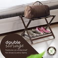 thumbnail image 3 of PJ Portaequipajes de madera con estante, soporte de maleta de madera portátil y plegable para dormitorio o armario, nogal, 3 of 5