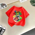 thumbnail image 3 of Camiseta de algodón de verano para niños y niñas con estampado de dibujos animados de Mario, cómoda y informal, con diseño de Sunshine, para juego de bebés y niños, 3 of 5
