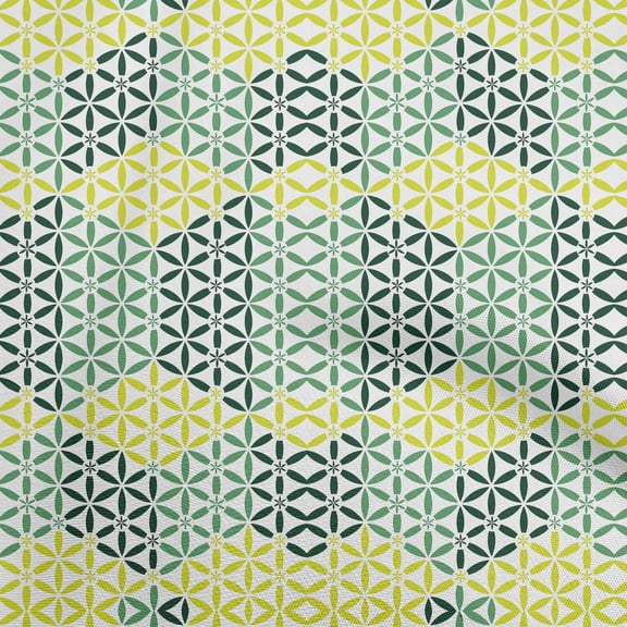 oneOone Cotton Jersey Lime Green Fabric Geometrical Sewing Material Print Fabric By The Yard 58 Inch Wide