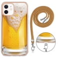 thumbnail image 5 of for iPhone 12 Crossbody Strap Phone Case, Anti-Fall Pattern Clear Design Transparent Soft & Flexible TPU Drop and Shockproof Protective Cover with Adjustable Nylon Neck Strap, Draft Beer, 5 of 7