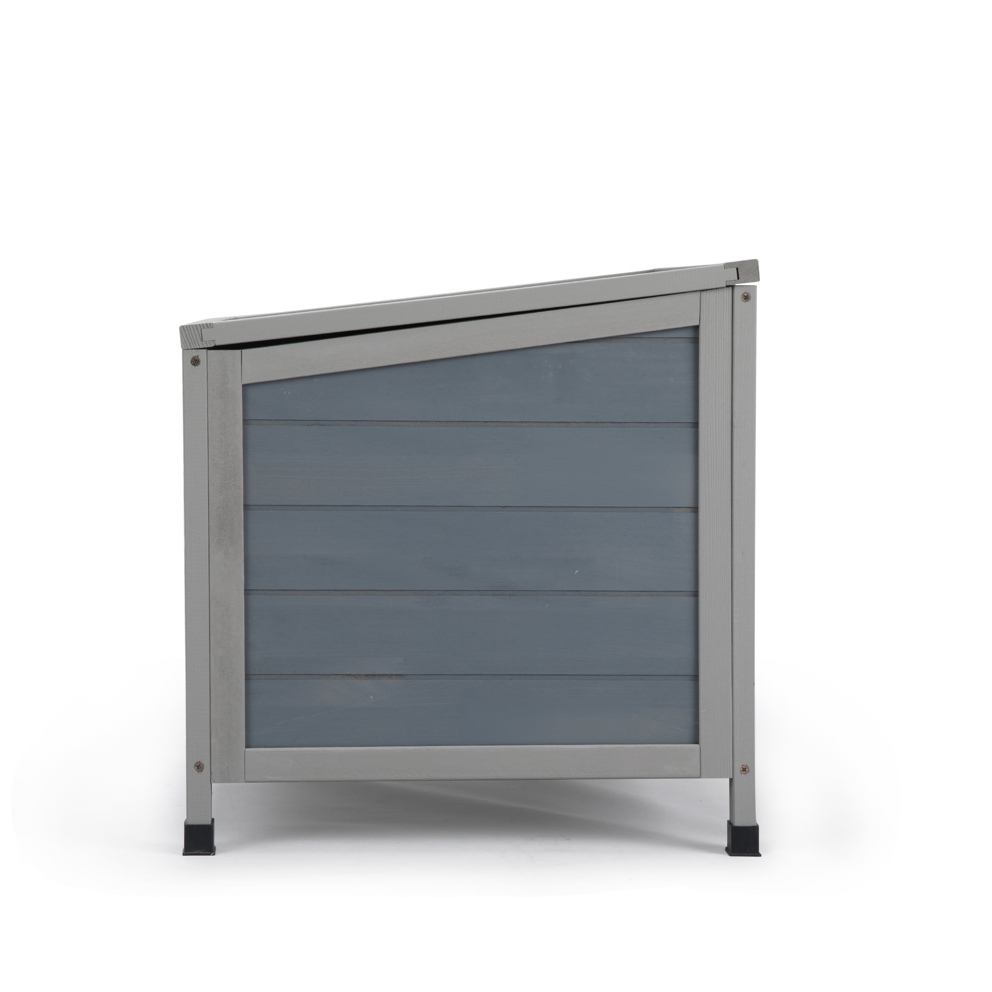 Pefilos 23" Outdoor Rabbit Hutch with Weatherproof Openable Top, Door Ramp, Wood Guinea Pig Habitat Cage Cat House Shelter, Gray