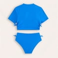 thumbnail image 4 of Swimsuit for Kids Girls Short Sleeve Crop Top 2 Piece Bathing Suit with Chest Pad Girls Swim Suit 8-9 Years, 4 of 9