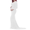thumbnail image 4 of Vedolay Long Maternity Dresses Long Sleeve Maternity Dress Clothes Ruched Pregnancy Dress Clothes Dresses for Pictures White,XL, 4 of 5