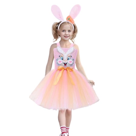 Aihuaihua Easter Bunny Dress Tutu Anime Rabbit Design Party Gown For Girls Kids Celebration Outfit Kids Easter outfit set