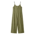 thumbnail image 4 of Binmer Women's Sleeveless Spaghetti Strap Wide Leg Jumpsuit, Casual Loose Romper Pant Army Green,Women's Plus L, 4 of 6