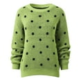 thumbnail image 5 of GBSYEWXS Women Sweater Crew Neck Long Sleeve Pullover Retro Polka Dot Print Sweater Warm Green, 5 of 5