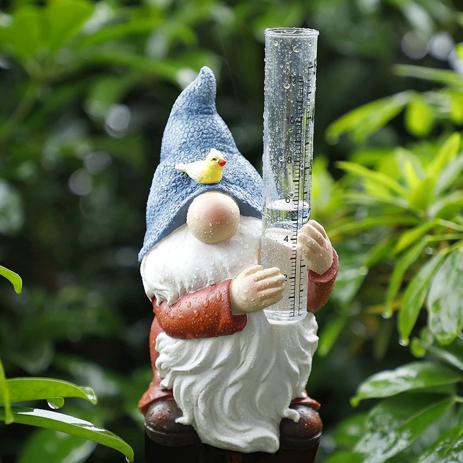 AYYUFE Gnome Rain Gauge Exquisite Durable Resin Rain Resistant Water Gauge Gnome Decorations for Garden