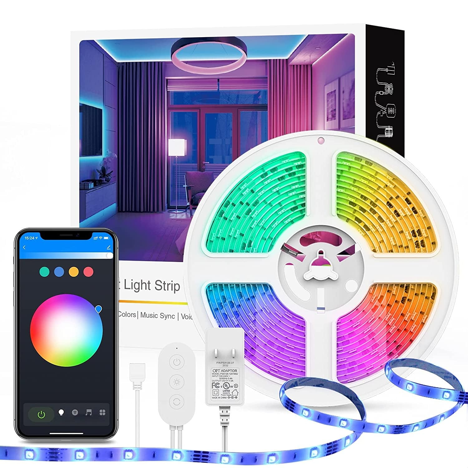 Gosund Smart Light Strip with Alexa & Google Home Wifi 16 Million RGB Multicolor 16.4ft/5m - Walmart.com
