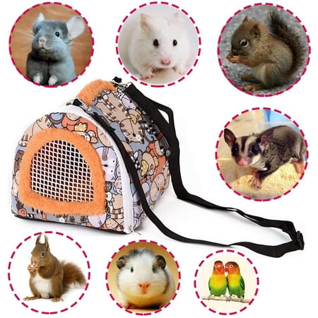 Walbest Small Pets Carrier Bag  Portable Rats Sugar Glider Guinea Chinchillas Hamster Hedgehog Outdoor Travel Carrier Pouch Bag  Small Animals Breathable Hanging Tote Bag with Detachable Strap Zipper