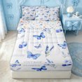 thumbnail image 2 of Erosebridal Vintage Blue Butterfly Zipper Twin Comforter Sets with Fitted Sheet and 2 Pillowcases for Girls, Lavender Bloom Zipper Bedding Set, Stars Reversible, 4 Pieces, 2 of 7