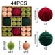 thumbnail image 1 of 44 piezas de bolas de terciopelo navideño • Set de adornos de árbol de Navidad de plástico flocado – Adornos decorativos colgantes rojos y verdes 8cm 4cm • Decoración festiva duradera para árbol de, 1 of 7