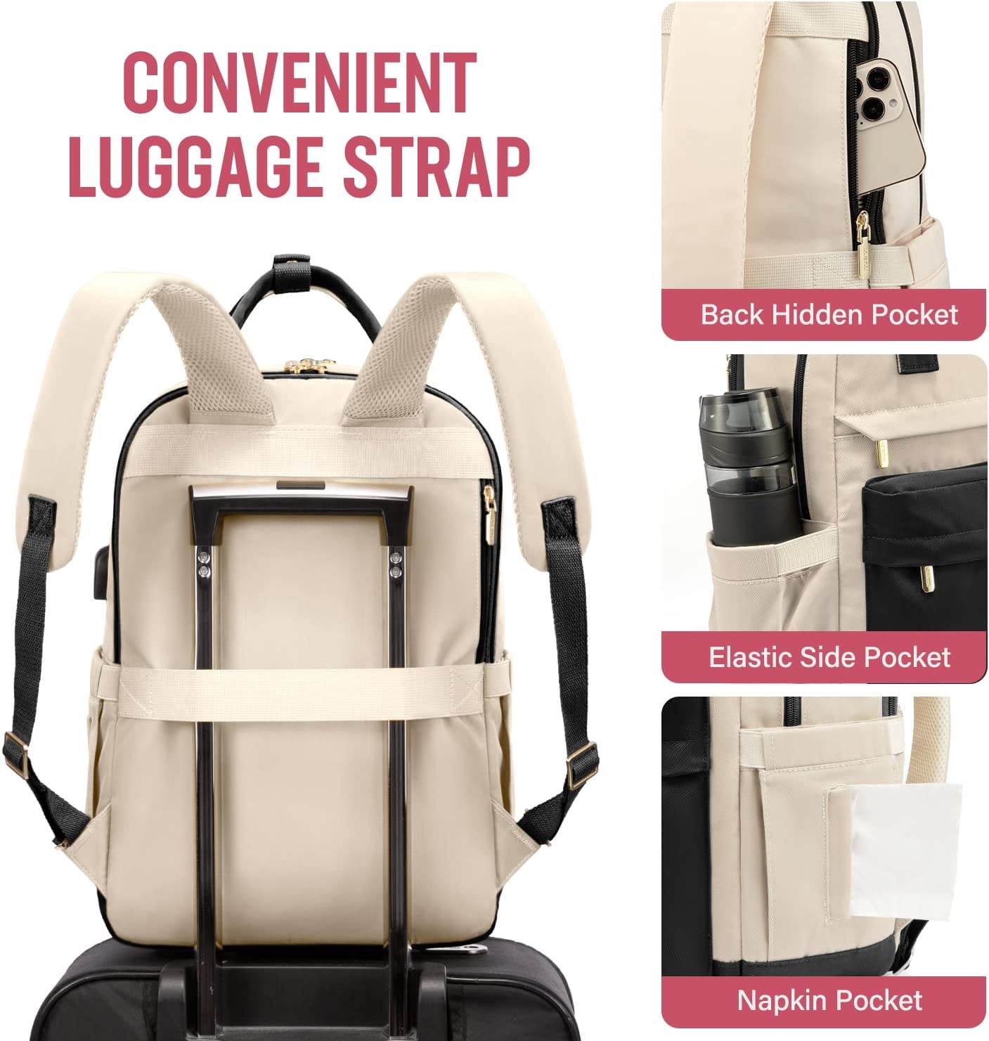 Lovevook Backpack Purses for Women,Vintage Women Teacher Laptop Backpack Nurse Bag, Multi-Function Work Travel Daypacks College Book Bag with USB Port
