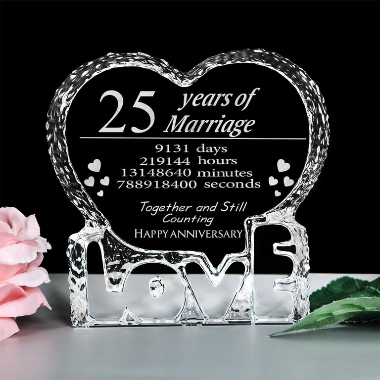 Engraved 25th Wedding Anniversary Presentation Cut Glass Married Couple Gift  in Satin Lined Box Silver Wedding Anniversary Gifts 25 Years 