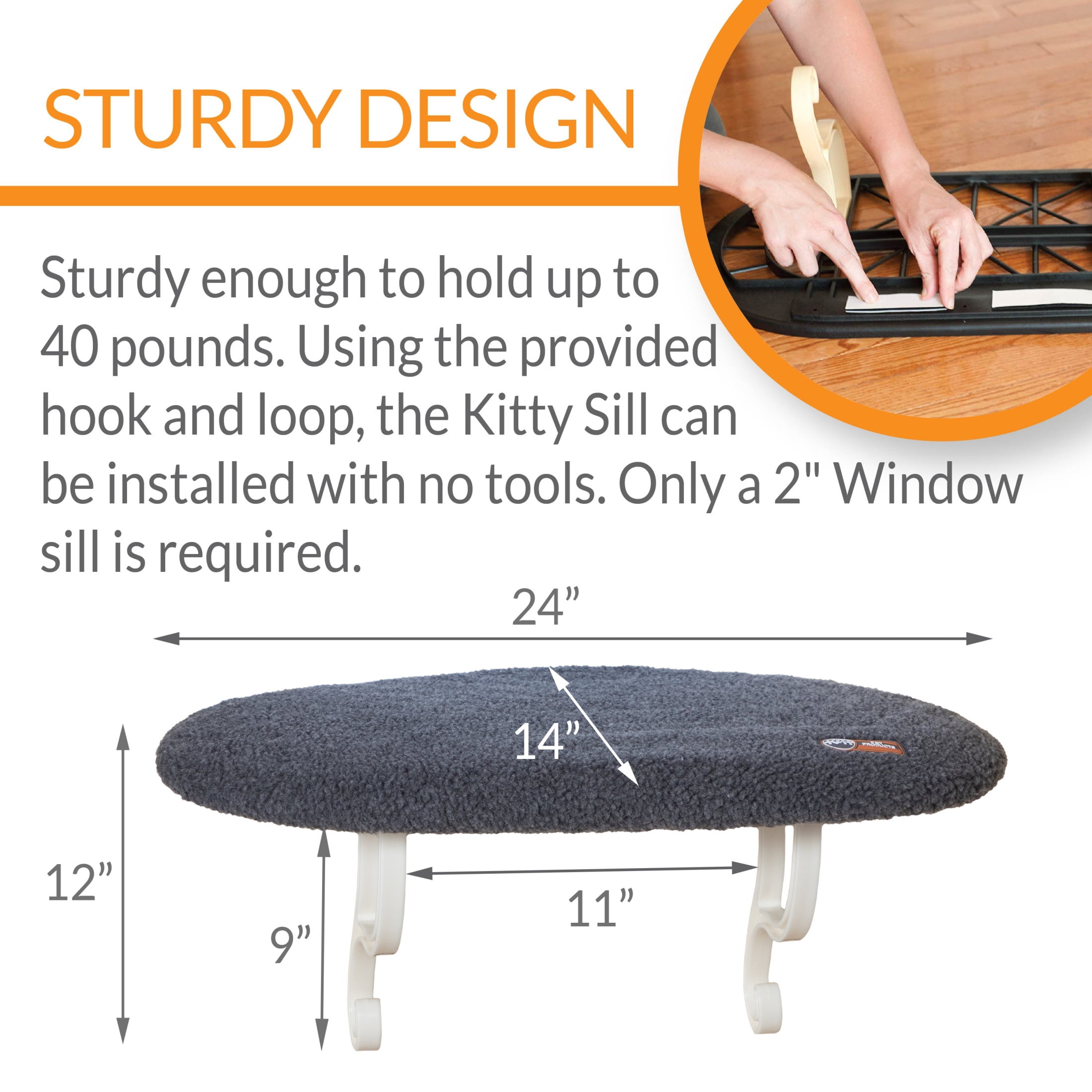 K&H Pet Products Window Kitty Sill Unheated Indoor Perch Gray 14 X 24 Inches