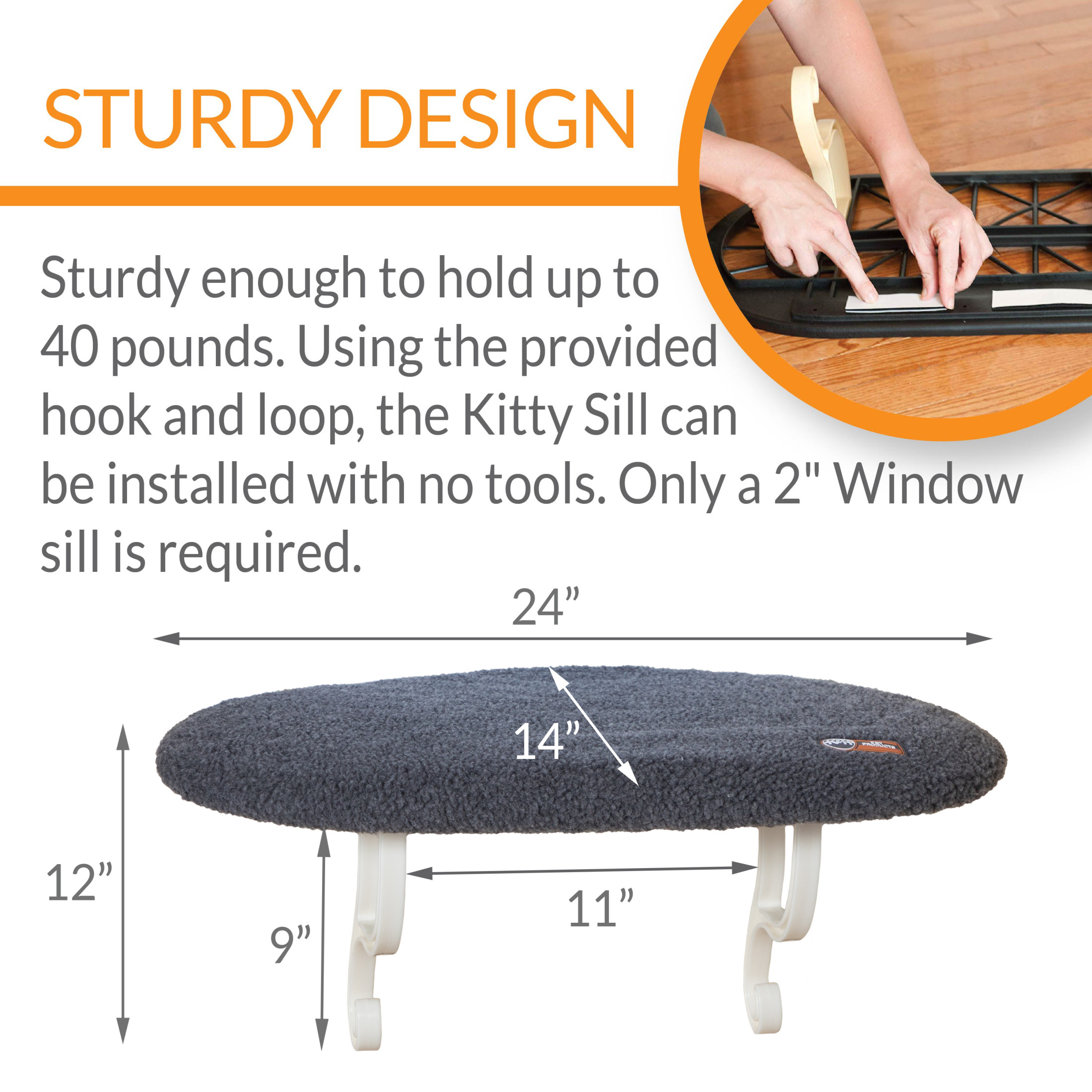 K&H Pet Products Window Kitty Sill, Gray photo 2
