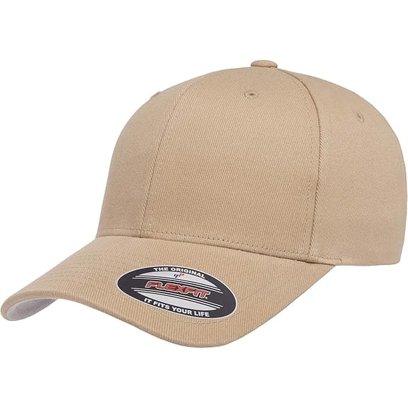 Flexfit Men's Athletic Baseball Brushed Twill Cap, Khaki Small/Medium