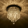 thumbnail image 6 of 3-Light Crystal Chandelier Flush Mount Ceiling Light, Bronze, 6 of 12