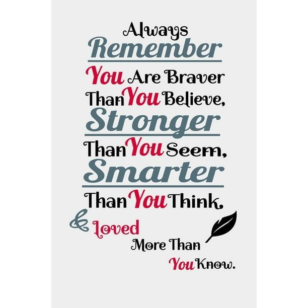 Always Remember You Are Braver Than You Believe, Stronger Than You Seem, Smarter Than You Think & Loved More Than You Know : Inspirational Gifts Positive Wall Plaque Saying Quotes For Birthday (