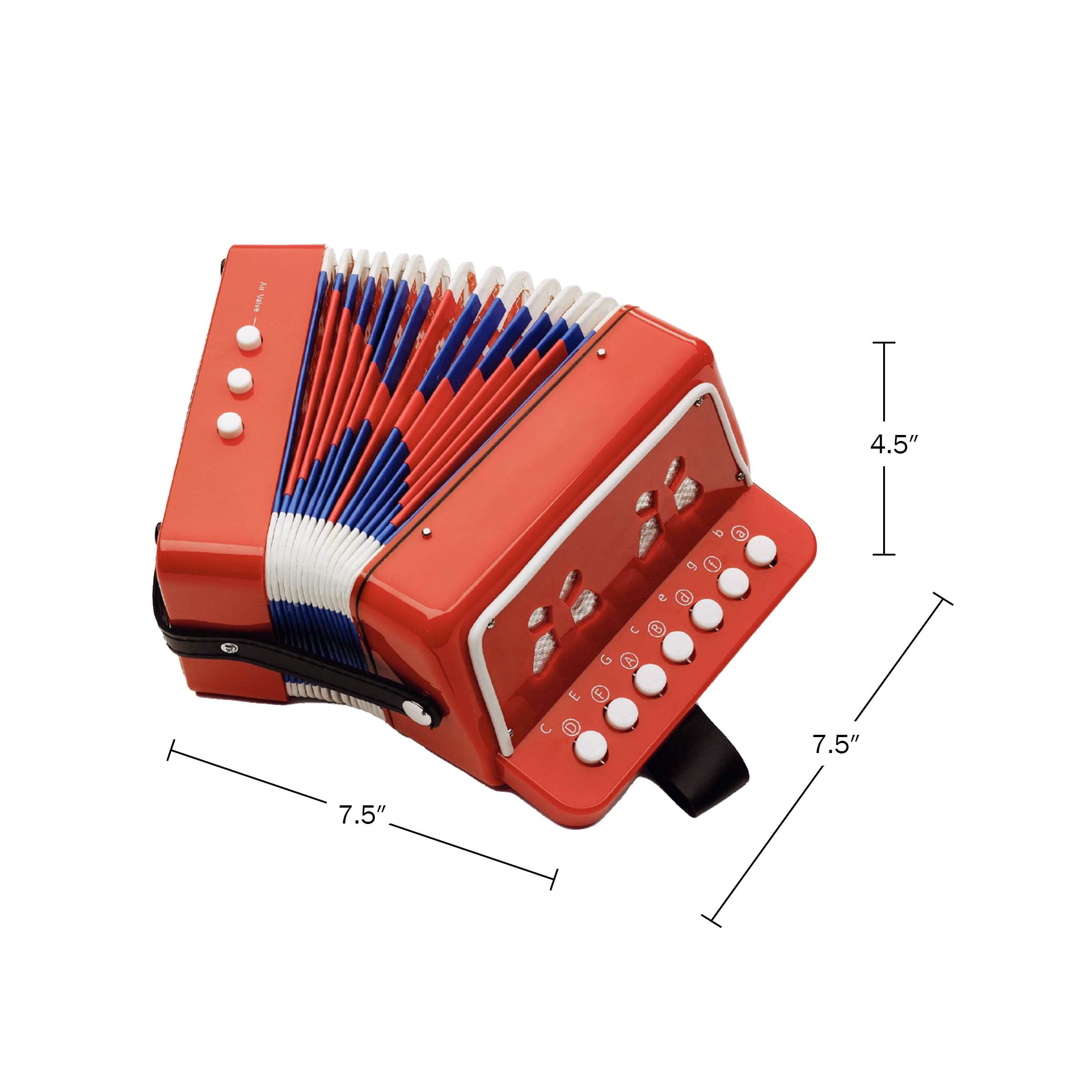 Hey! Play! Kids Accordion for Beginners - Accordion Toy with 10 Key Buttons, Musical Instrument for Kids (Red)
