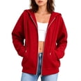 thumbnail image 2 of Jovrlynd Hoodies for Women Zip Up Drawstring Oversized Hoodie Jackets with Pockets Winter Long Sleeve Full Zip Hooded Sweatshirt, S-2XL, 2 of 7