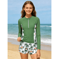 thumbnail image 5 of Lanbubble Girl Swimsuit for Teens 2 Piece Long Sleeve Rash Guard Bathing Suits Padded Girls Swimwear 11-16Y, 5 of 9