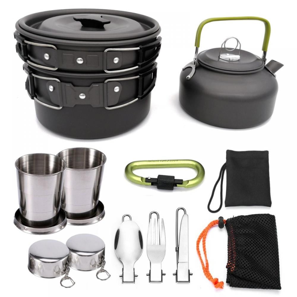 12Pcs Camping cookware Outdoor Hiking Picnic Teapot Pot Set cooking set travel t
