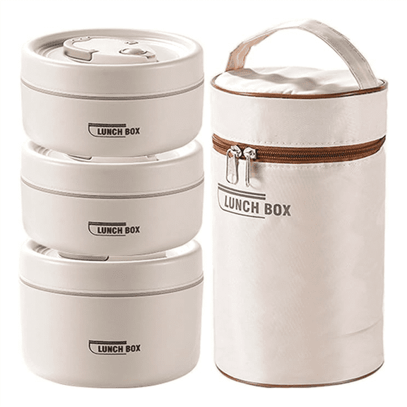 Portable Insulated Lunch Box Set 3 Separate Stackable Boxes Bucket