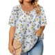 thumbnail image 2 of Tops de Manga Corta de Tamaño Más de las Mujeres, Blusas de Cuello en V Impresas de Verano de Moda para Uso Casual, Diario Y de Fiesta, 2 of 8