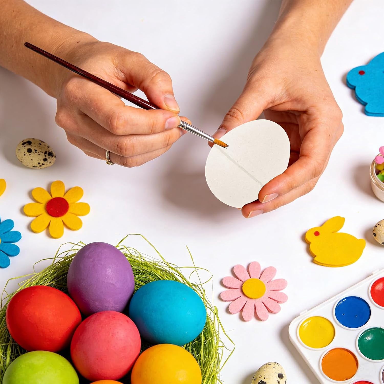48 Pcs DIY Paper Mache Easter Eggs,3.2"x2.2"Durable Easter Eggs Empty,Cardboard Easter Eggs,Paint Your Own Paper Mache Eggs for Easter Party Gifts Basket Filler (White)