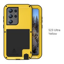 Decase for Samsung Galaxy S23 Ultra Case,Outdoor Sports Military Heavy Duty Metal Cover Waterproof Shockproof Dustproof Full Body Case with Tempered Glass Screen Protector Cover, Yellow