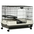 thumbnail image 2 of PawHut Small Animal Cage with Wheels, Portable Bunny Cage 2-Tier, 2 of 9