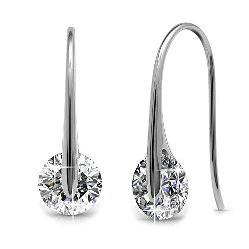 Cate & Chloe McKayla Wonderous 18k White Gold Earrings with Swarovski  Crystals, Drop Dangle Earrings, Best Silver Earrings for Women, Special  Occasion 