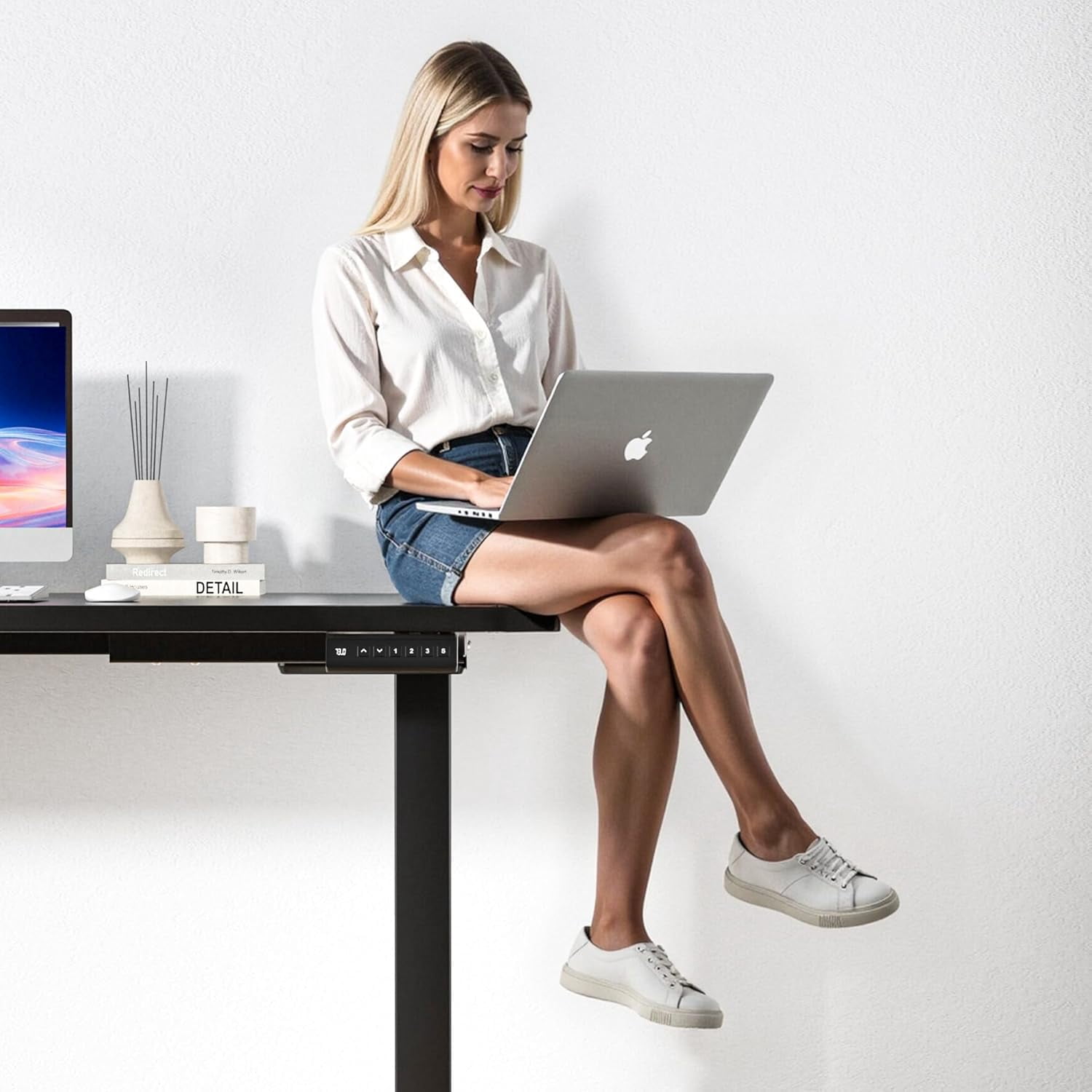 Dual Motor Electric Standing Desk Frame for 43.3 to 70.8" Table Tops, 330lbs Weight Capacity,Ergonomic Standing Height Adjustable Base with Memory Controller,Black Frame Only