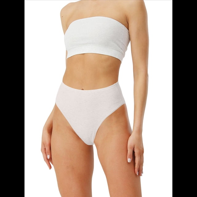 Braguitas de Algodón para Mujer, Talla Grande, con Medias Caderas, Cintura Alta, Color Liso, con Abertura Alta. Crema XXL